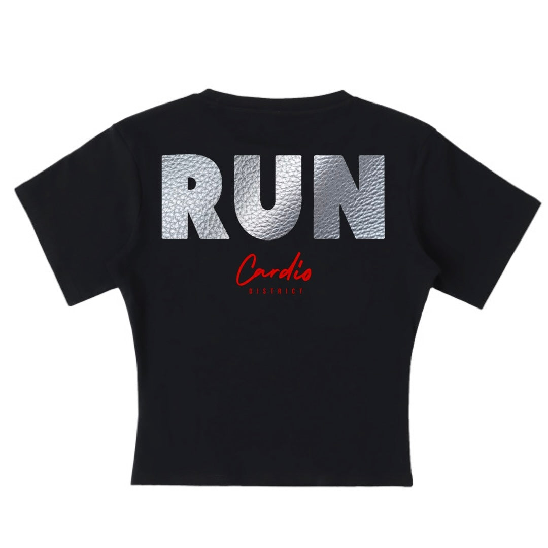 Women's Cardio District "RUN" Lightweight Cocoon Shape Short Sleeve Top