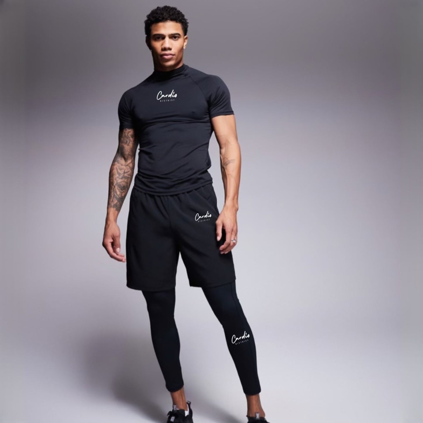 Mens Cardio District " RUN" Rash Guard Dri Fit Top