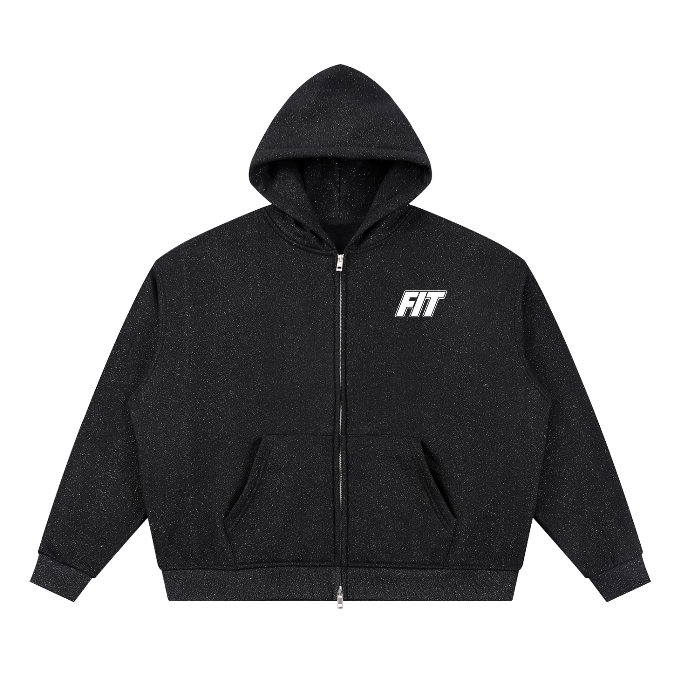 Mens Cardio District x FIT  Sparkles Full Zip Boxy Hoodie