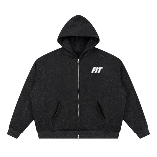 Mens Cardio District x FIT  Sparkles Full Zip Boxy Hoodie