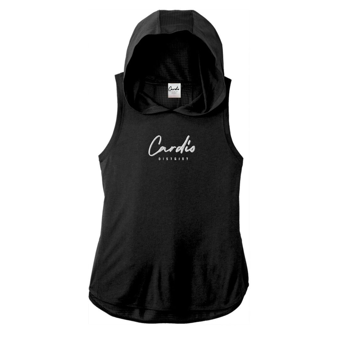 Women Cardio Black/ Black Triad Solid Hoodie Tank