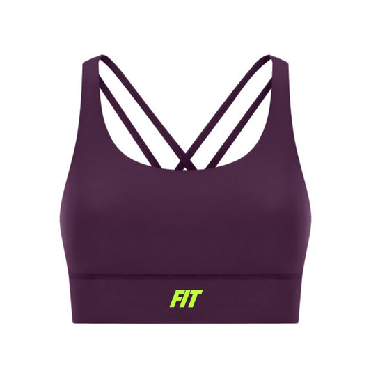 Women's "Cardio District X FIT" Purple Strappy Criss-Cross Sports Bra