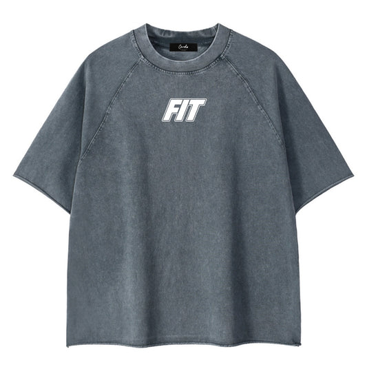 Mens "Cardio District X FIT" Mineral Wash Raw Edge T-Shirt