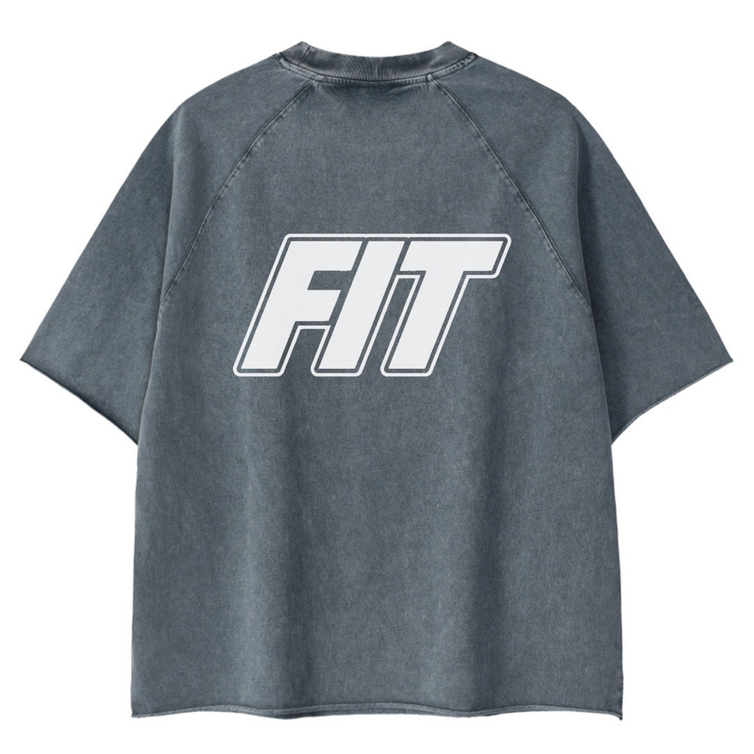 Mens "Cardio District X FIT" Mineral Wash Raw Edge T-Shirt