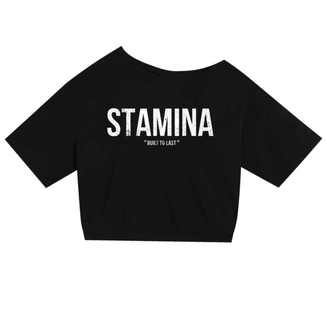 Women's "STAMINA" Asymmetric Shoulder Oversized Cotton T-Shirt