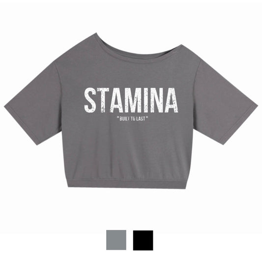 Women's "STAMINA" Asymmetric Shoulder Oversized Cotton T-Shirt