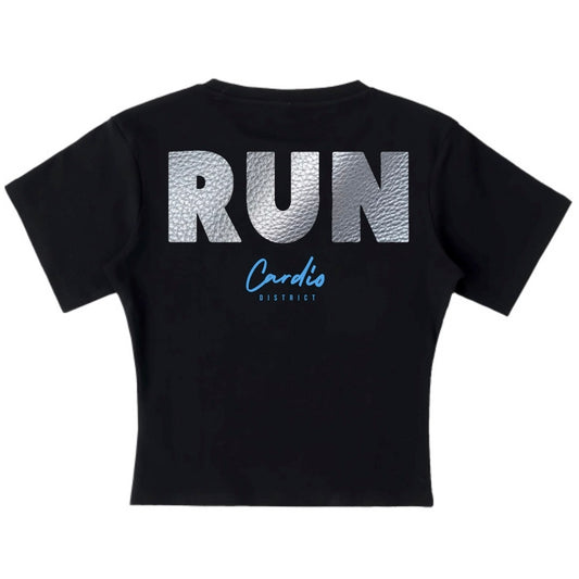 Women's Cardio District "RUN" Lightweight Cocoon Shape Short Sleeve Top