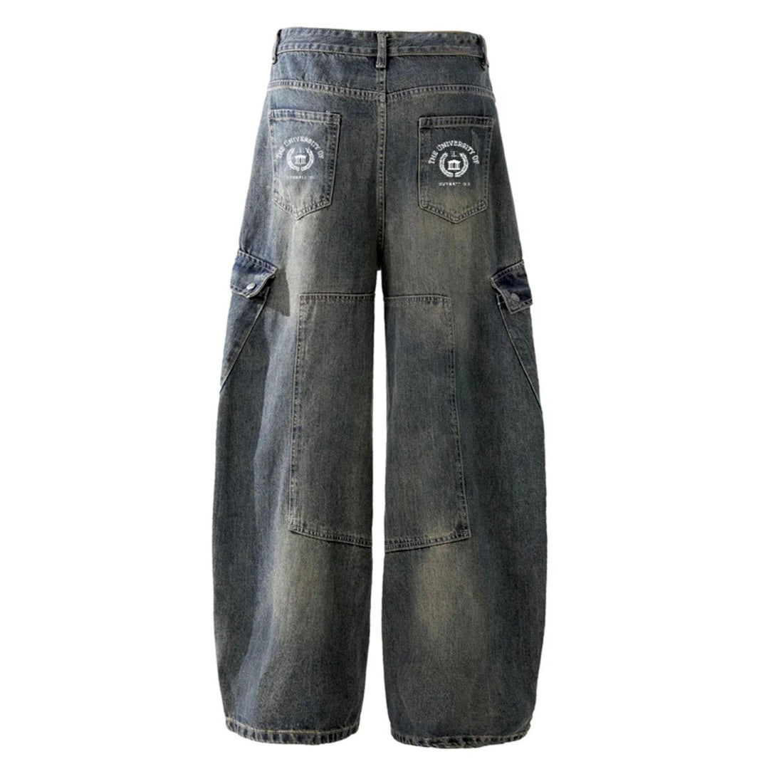 Men's Overall Ninety Nine "University" Heavyweight Multi-Pocket Washed Vintage Loose Jean