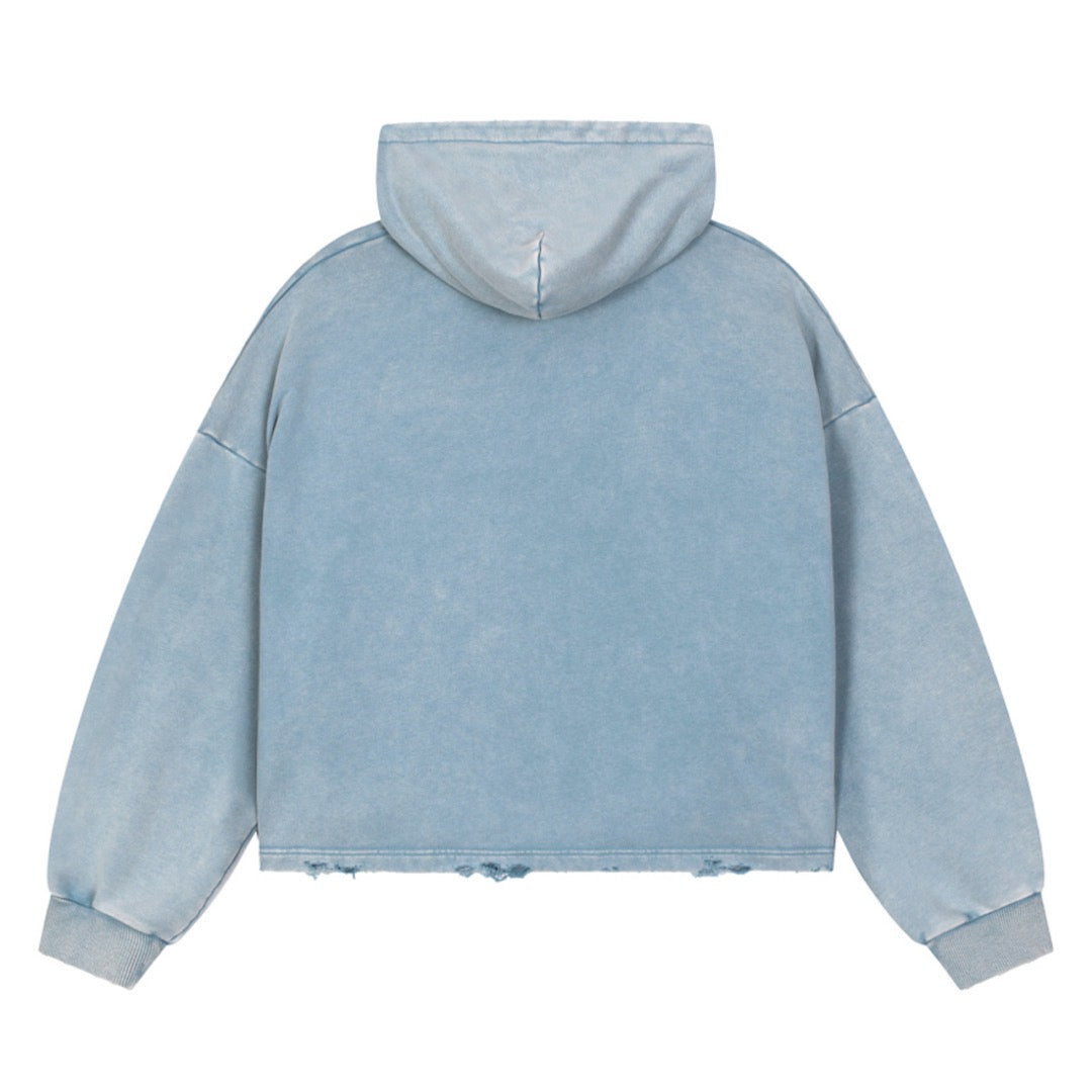 Unisex Cardio District "Lifestyle" Vintage Washed Frayed-Hem Hoodie