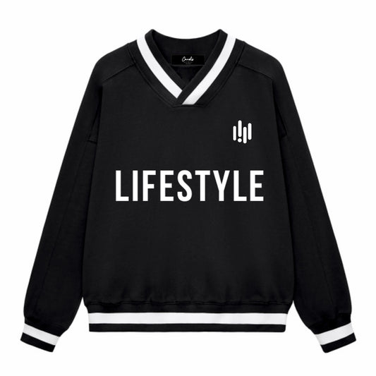 Men's Cardio District "Lifestyle" V-Neck Contrast Collar Boxy Sweatshirt