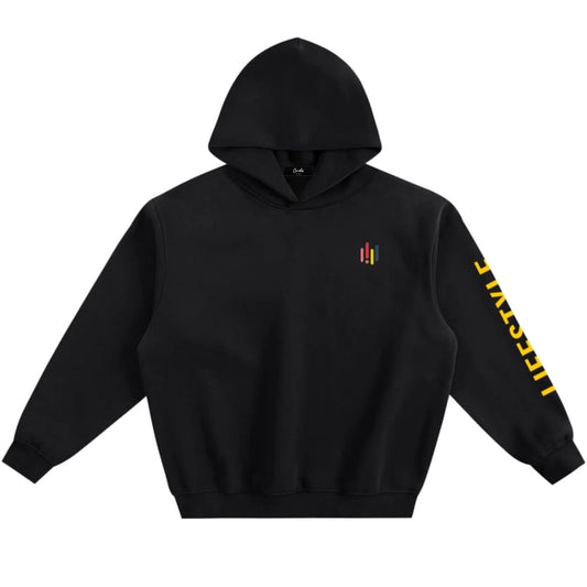 Men's Cardio District "Night Life" Lifestyle Logo Fleeced Boxy Pocketless Hoodie