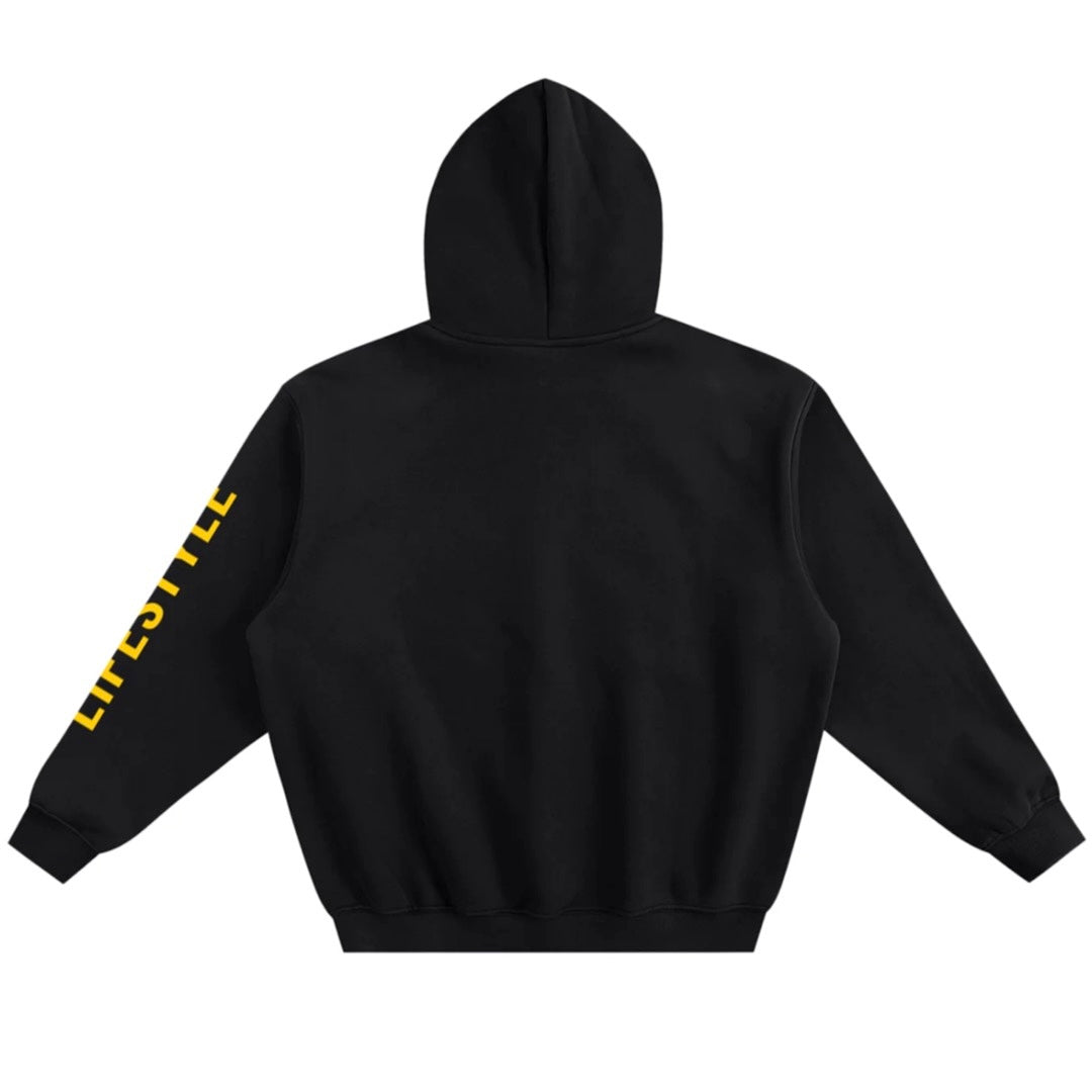 Men's Cardio District "Night Life" Lifestyle Logo Fleeced Boxy Pocketless Hoodie