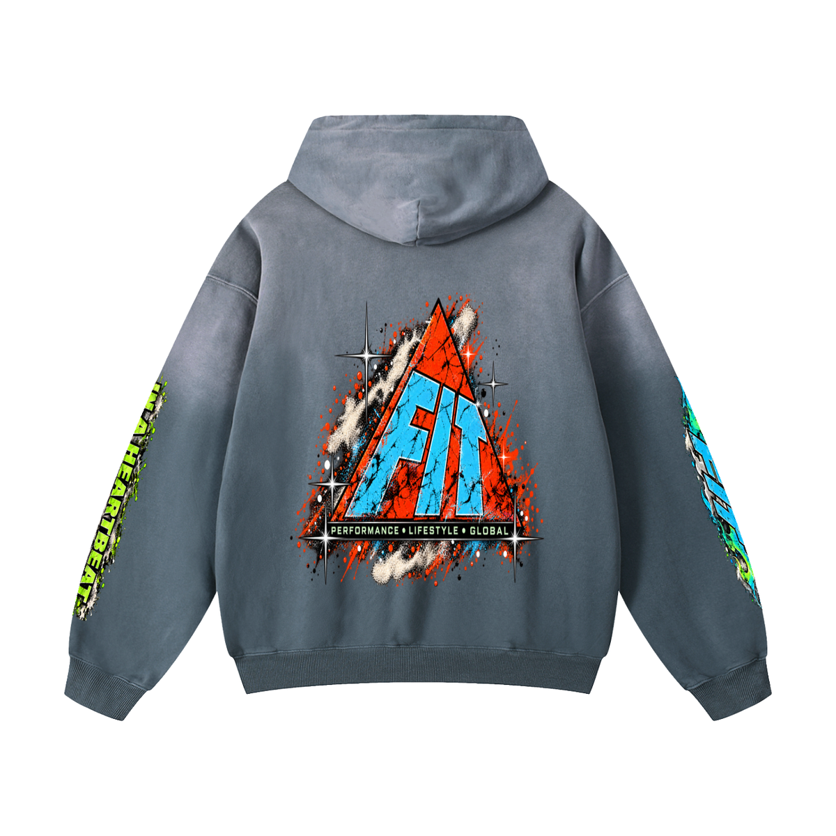 Unisex Cardio District x FIT "No Time" Heavyweight Sunfade Oversized Hoodie