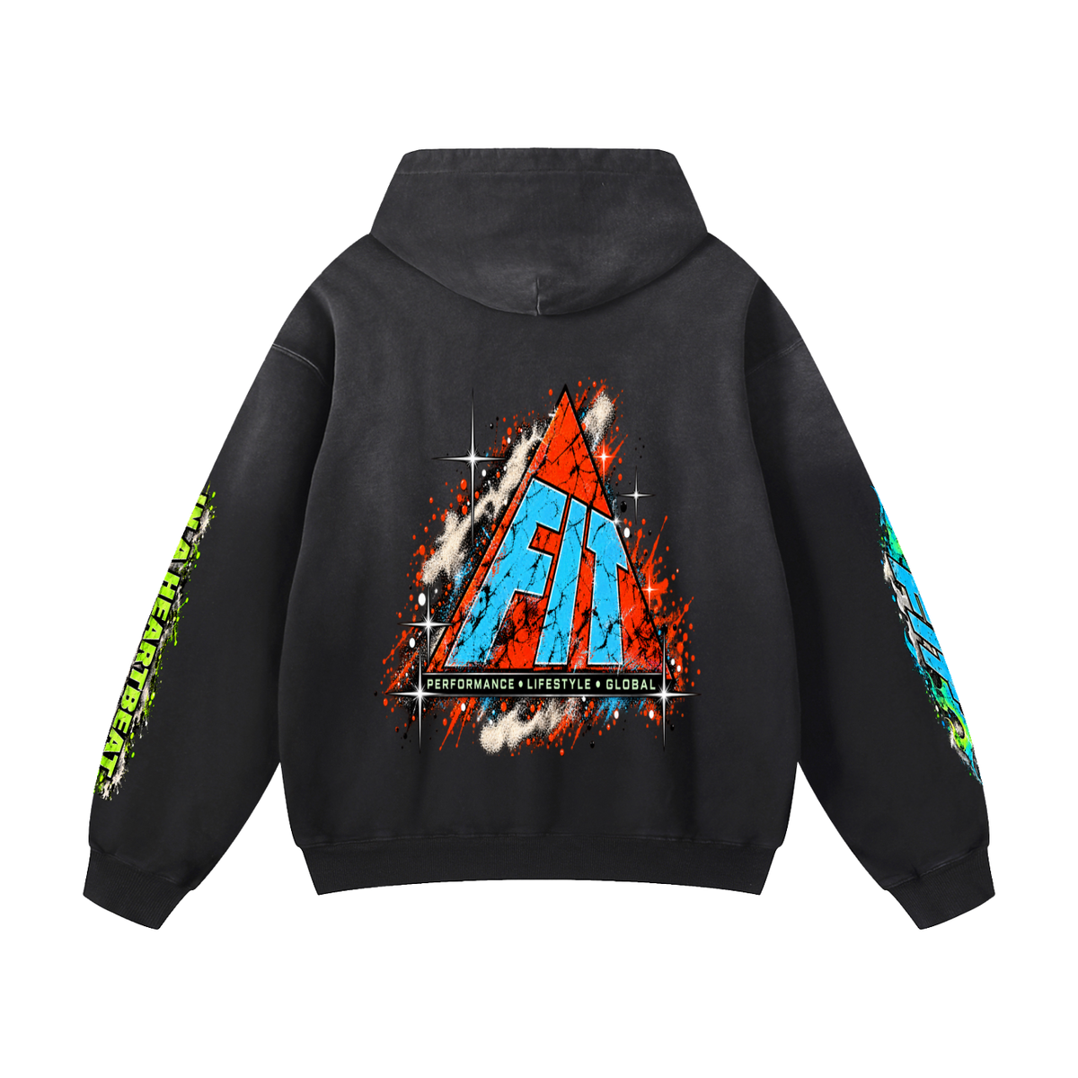 Unisex Cardio District x FIT "No Time" Heavyweight Sunfade Oversized Hoodie