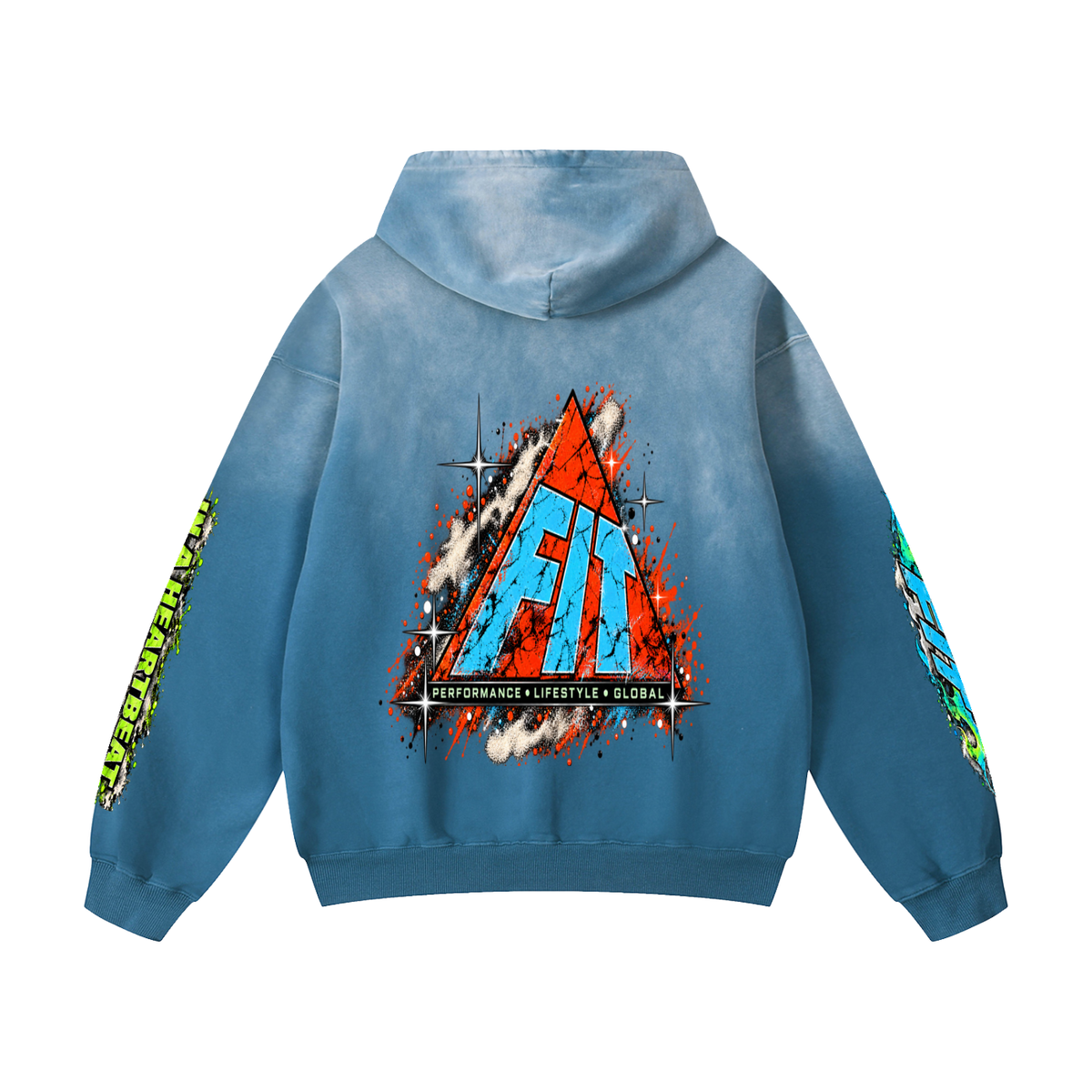 Unisex Cardio District x FIT "No Time" Heavyweight Sunfade Oversized Hoodie